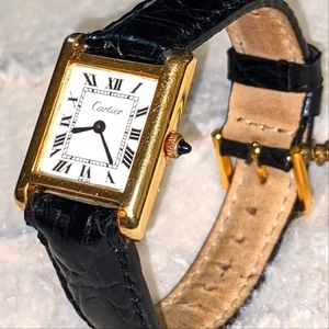 Vintage Classic Cartier 18K Gold Electroplated Swiss 12084 Tank